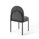 Dark Grey Channel Tufted Fabric Black Body Accent Dining Chair