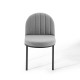 Light Grey Channel Tufted Fabric Black Body Accent Dining Chair
