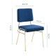 Blue Velvet Gold Body Mid Century Accent Dining Chair
