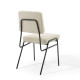 Beige Fabric Black Body Mid Century Accent Dining Chair