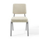 Beige Fabric Black Body Mid Century Accent Dining Chair