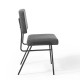 Dark Grey Fabric Black Body Mid Century Accent Dining Chair