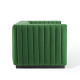Green Velvet Vertical Channel Tufted Chair
