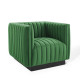 Green Velvet Vertical Channel Tufted Chair