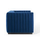 Blue Velvet Vertical Channel Tufted Square Chair