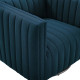 Blue Fabric Vertical Channel Tufted Swivel Chair