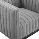 Grey Fabric Vertical Channel Tufted Square Chair
