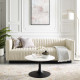 Beige Fabric Vertical Channel Tufted Sofa 