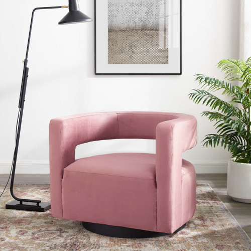 Pink Blush Velvet Swivel Glam Deco Style Lounge Chair