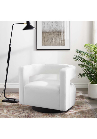 White Velvet Swivel Glam Deco Style Lounge Chair