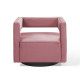 Pink Blush Velvet Swivel Square Cut Back Lounge Chair