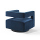 Blue Velvet Swivel Square Cut Back Lounge Chair