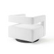 White Velvet Swivel Square Cut Back Lounge Chair
