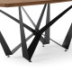 Angular Wood Top Black Geometric Matte Iron Base Dining Table