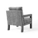Grey Velvet Linear Frame Padded Arm Lounge Chair