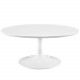 White Lacquer Wood Round Top Tulip Coffee Table