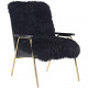Black Sheepskin Gold Frame Arm Chair