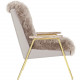 Taupe Brown Sheepskin Gold Frame Arm Chair