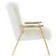 White Sheepskin Gold Frame Arm Chair