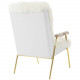 White Sheepskin Gold Frame Arm Chair