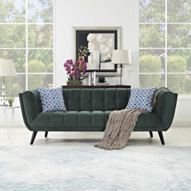 Deep Green Velvet Scoop Style Sofa