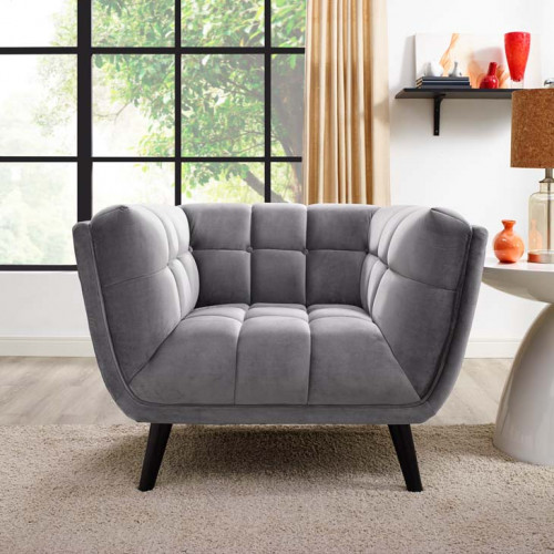 Grey Velvet Scoop Style Chair