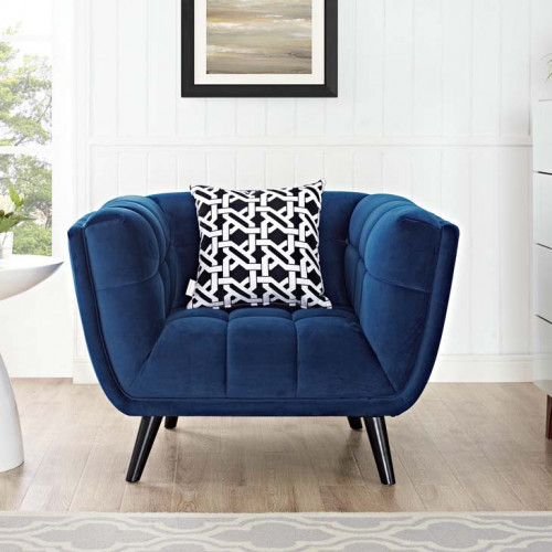 Navy Blue Velvet Scoop Style Chair