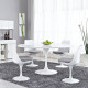 Glossy White Wood Top Metal White Base Round Dining Table 4 sizes