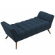 Mid Century Blue Fabric Tufted Bench