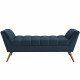 Mid Century Blue Fabric Tufted Bench