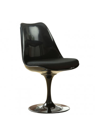 Black Tulip Side Chair Black Fabric Seat Cushion