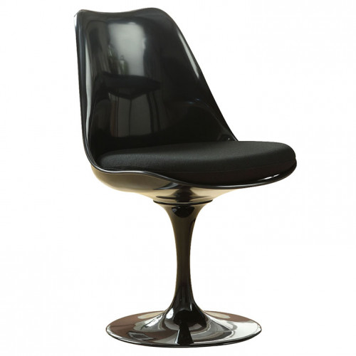 Black Tulip Side Chair Black Fabric Seat Cushion