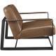 Brown Faux Leather Square Frame Arm Chair
