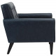 Blue Faux Leather Tufted Apartment Armchair