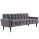 Grey Velvet Tufted Apartment Size Sofa