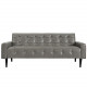 Grey Faux Leather Tufted Apartment Size Sofa