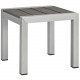 3 Piece Silver Aluminum Patio Chaise & Table Set Grey Cushions