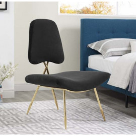 Black Velvet Gold Toothpick Leg Lounge Chair