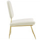 Ivory Velvet Gold Toothpick Leg Lounge Chair