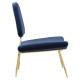Navy Blue Velvet Gold Toothpick Leg Lounge Chair