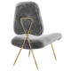 Grey Sheepskin Gold Toothpick Leg Lounge Chair