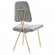 Grey Velvet Gold Toothpick Leg Accent Dining Chair