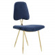 Navy Blue Velvet Gold Toothpick Leg Accent Dining Chair
