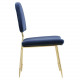 Navy Blue Velvet Gold Toothpick Leg Accent Dining Chair