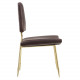 Brown Faux Leather Gold Toothpick Leg Accent Dining Chair