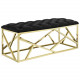 Black Velvet Tufted & Gold Geometric Base Bench