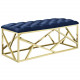Blue Velvet Tufted Bench Gold Geometric Base