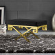 Black Velvet Gold Greek Key Design Ottoman Footstool 