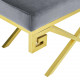 Grey Velvet Gold Greek Key Design Ottoman Footstool 
