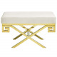 Cream Velvet Gold Greek Key Design Ottoman Footstool 